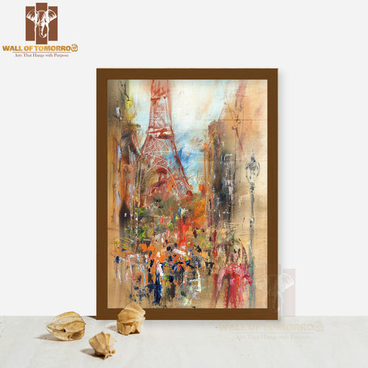 Street In Paris Oil Painting High Quality Glass Frame Wall Décor