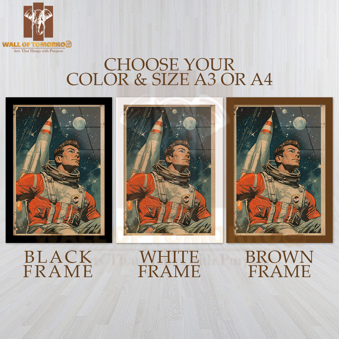 Astronaut In a Space Suit with a Rocket Launching High Quality Glass Frame Wall Décors in Sri Lanka