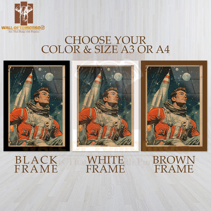 Astronaut In a Space Suit with a Rocket Launching High Quality Glass Frame Wall Décors in Sri Lanka