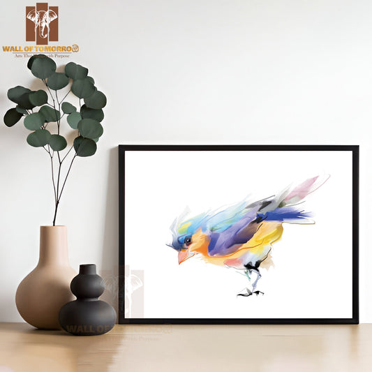 Watercolor Drawing of Cute Bird High Quality Unframed Poster Print & Waterproof Poster Print Wall Décor