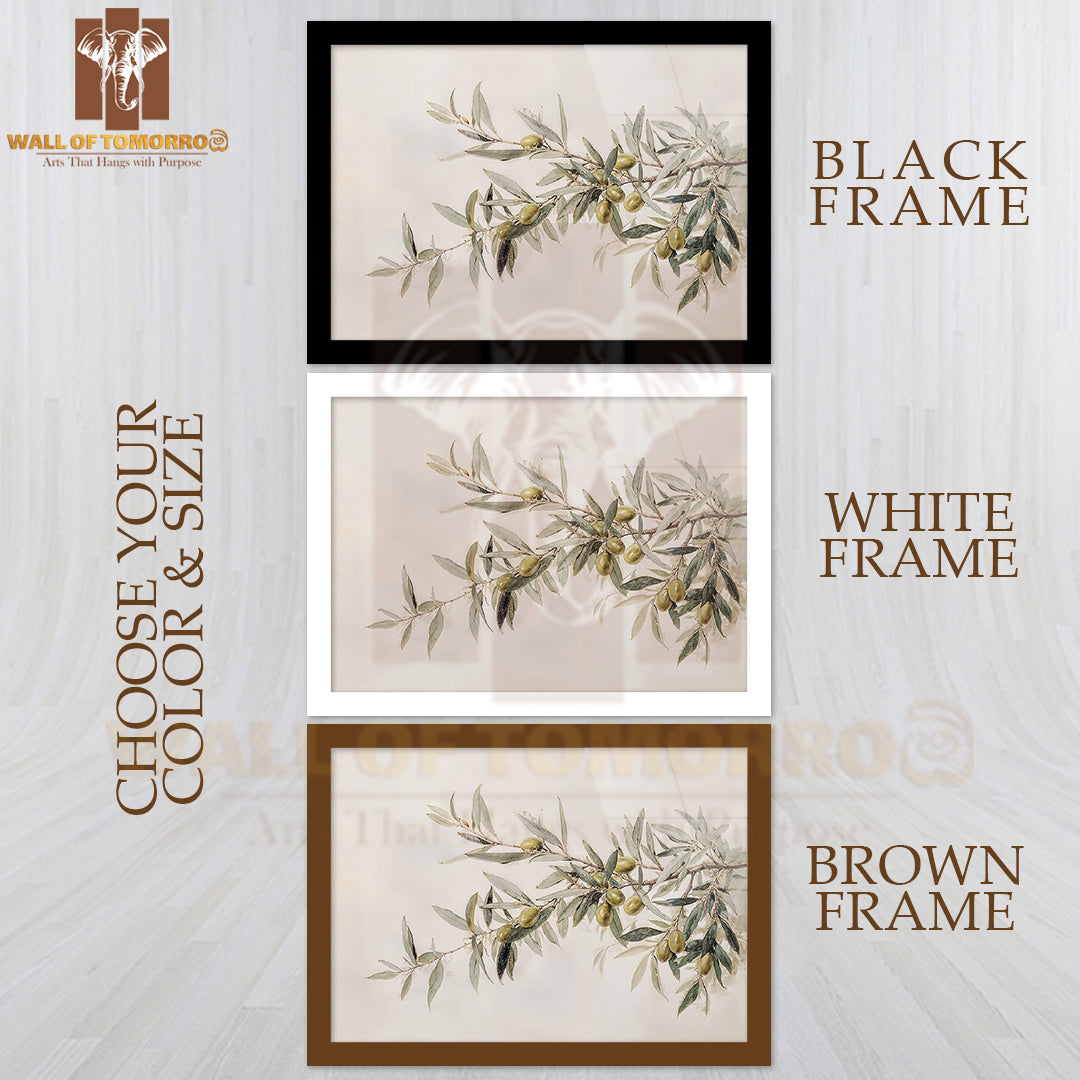 Olive Branch Aquarelle High Quality Glass Frame Wall Décor
