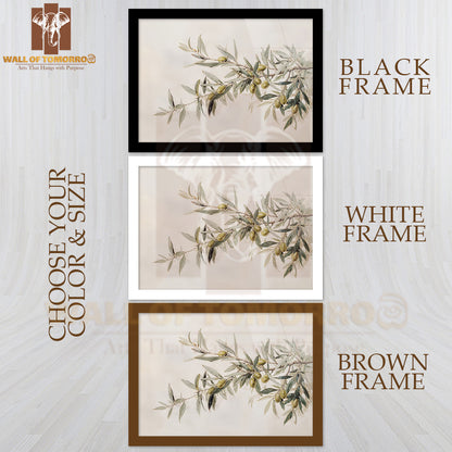 Olive Branch Aquarelle High Quality Glass Frame Wall Décor