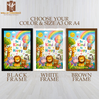Be Kind Be Happy Kids High Quality Glass Frame Wall Décor