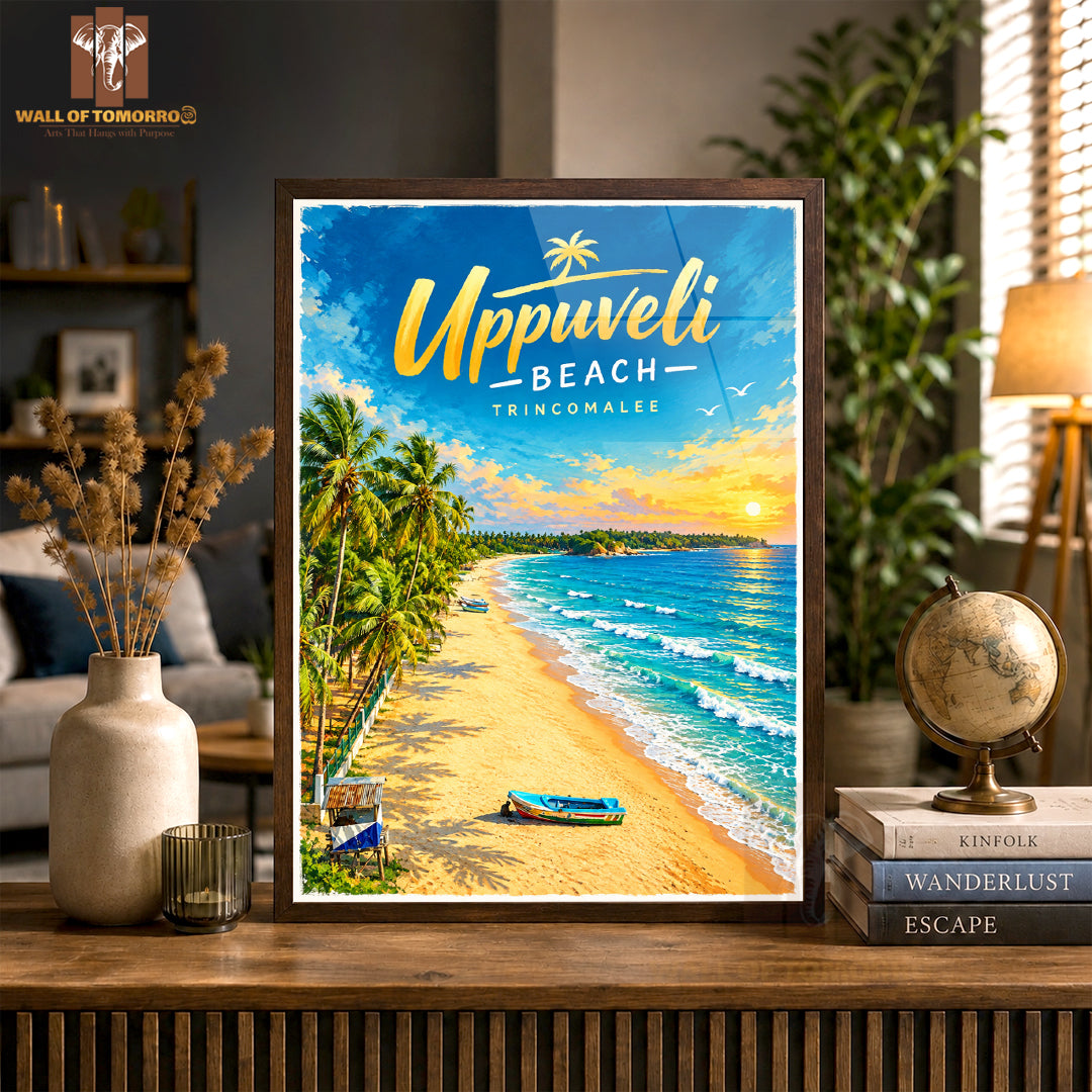 Uppuveli Beach, Trincomalee Sri Lanka Travel High Quality Glass Frame Wall Décor