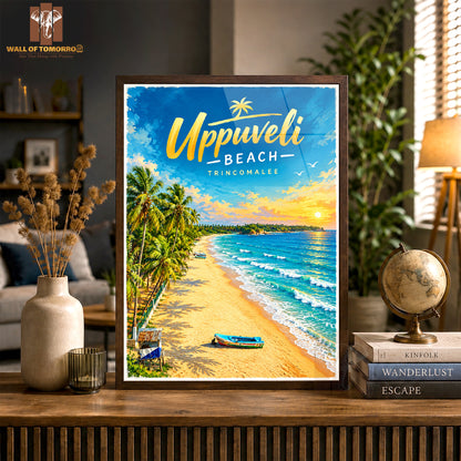 Uppuveli Beach, Trincomalee Sri Lanka Travel High Quality Glass Frame Wall Décor