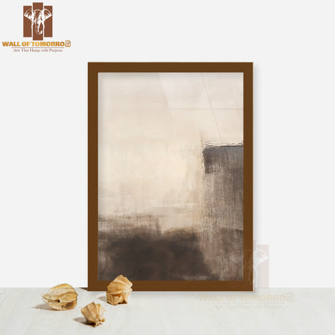 Rustic Echoes Neutral Art High Quality Glass Frame Wall Décor