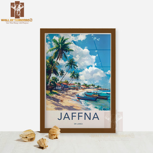 Tropical Island, Palm Trees Jaffna Sri Lanka High Quality Glass Frame Wall Décor