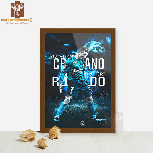 The Warrior of Soccer in Action Sports High Quality Glass Frame Wall Décor