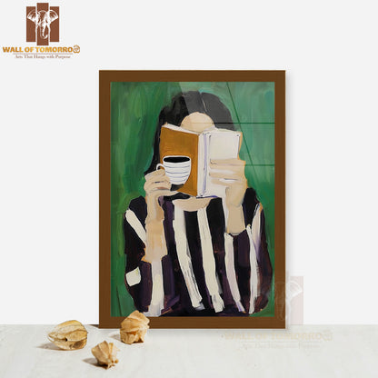 Coffee And Pages Painting High Quality Glass Frame Wall Décor