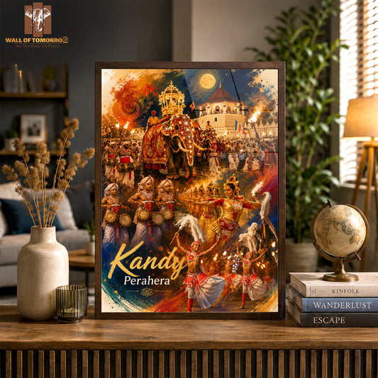 Kandy Perahera Sri Lanka Travel High Quality Glass Frame Wall Décor