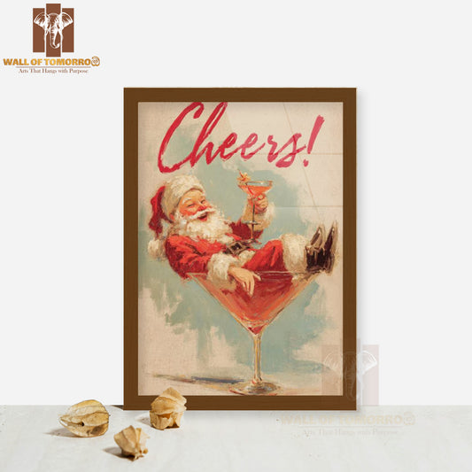 Cheers Santa High Quality Glass Frame Wall Décor