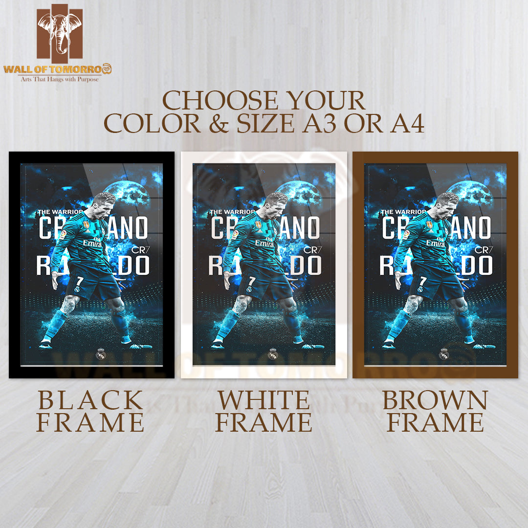 The Warrior of Soccer in Action Sports High Quality Glass Frame Wall Décor
