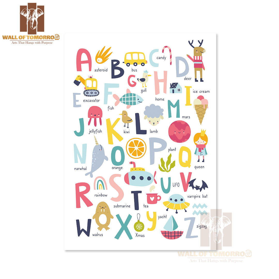 Scandinavian English Alphabet for Kids Educational High Quality Unframed Poster Print & Waterproof Poster Print Wall Décor
