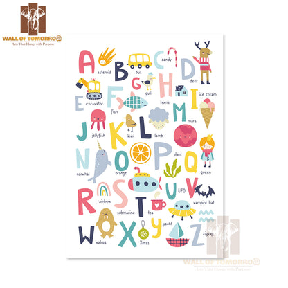Scandinavian English Alphabet for Kids Educational High Quality Unframed Poster Print & Waterproof Poster Print Wall Décor