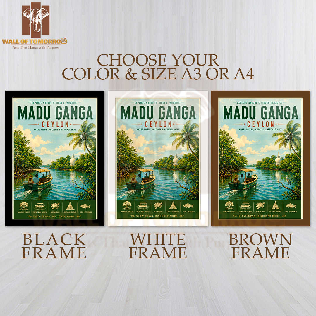 Ceylon Sri Lanka Madu Ganga Travel High Quality Glass Frame Wall Décor