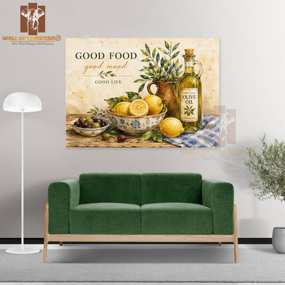 Good Food, Good Mood, Olive Oil Kitchen & Restaurant High Quality Unframed Poster Print & Waterproof Poster Print Wall Décor in Sri Lanka