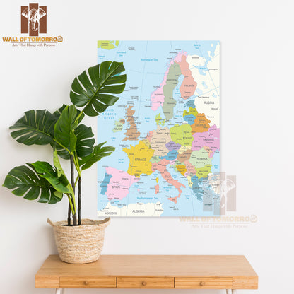 Europa Highly Detailed Map Educational High Quality Unframed Poster Print & Waterproof Poster Print Wall Décor