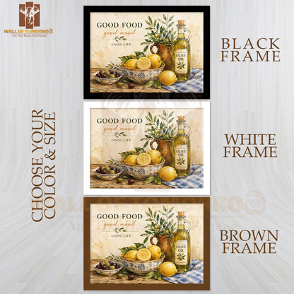 Good Food, Good Mood, Olive Oil Kitchen & Restaurant High Quality Glass Frame Wall Décors in Sri Lanka