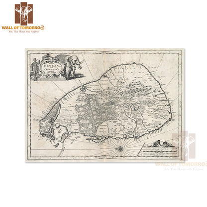 Map of the island of Ceylon High Quality Unframed Poster Print & Waterproof Poster Print Wall Décor in Sri Lanka