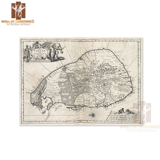 Map of the island of Ceylon High Quality Unframed Poster Print & Waterproof Poster Print Wall Décor in Sri Lanka