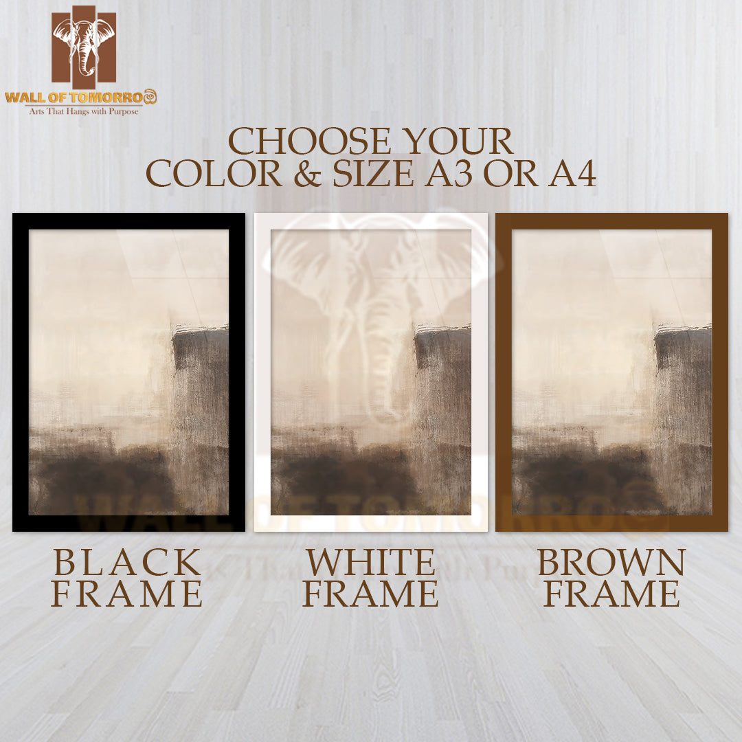 Rustic Echoes Neutral Art High Quality Glass Frame Wall Décor