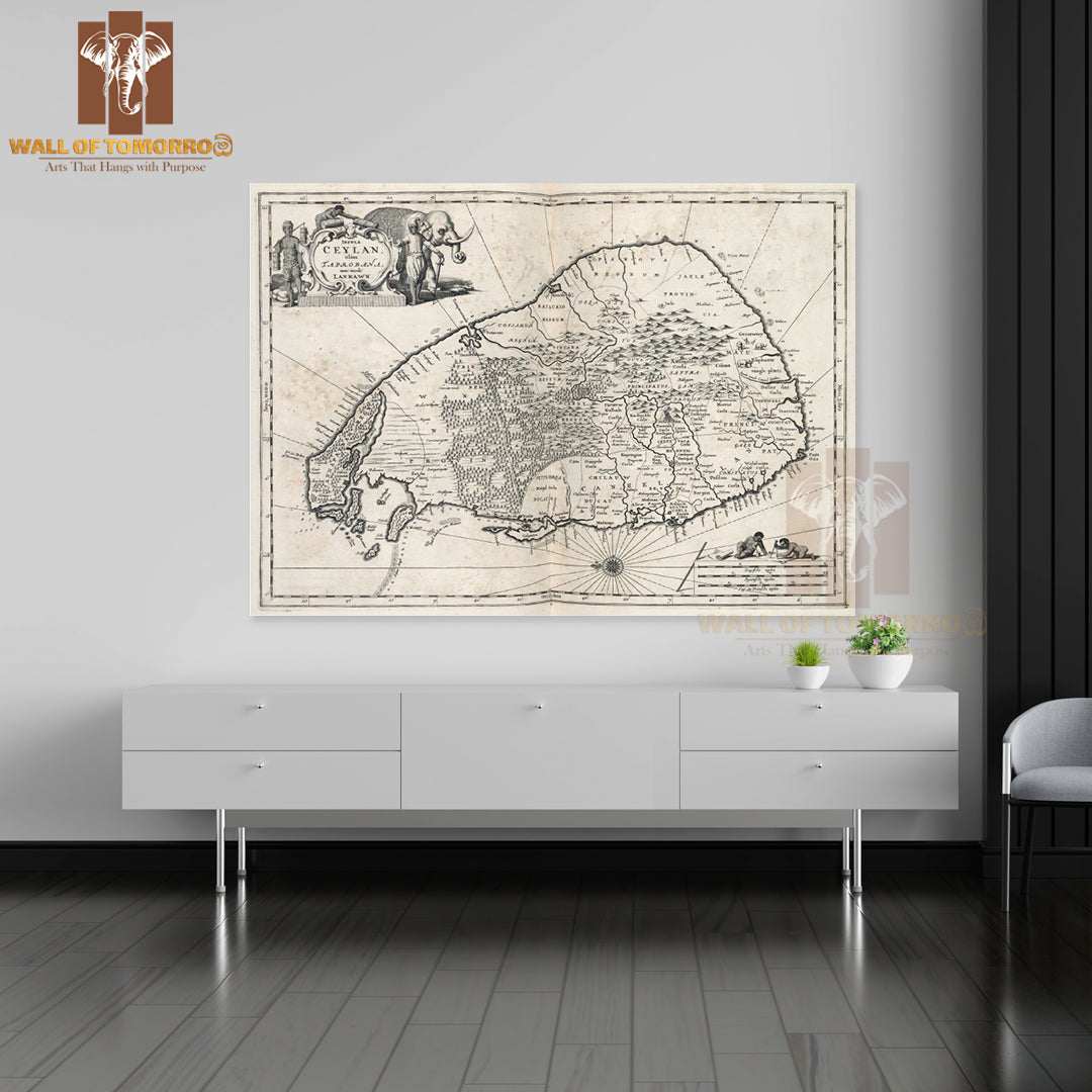 Map of the island of Ceylon High Quality Unframed Poster Print & Waterproof Poster Print Wall Décor in Sri Lanka