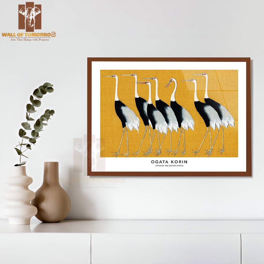 Red Crown Crane By Ogata Korin High Quality Glass Frame Wall Décor