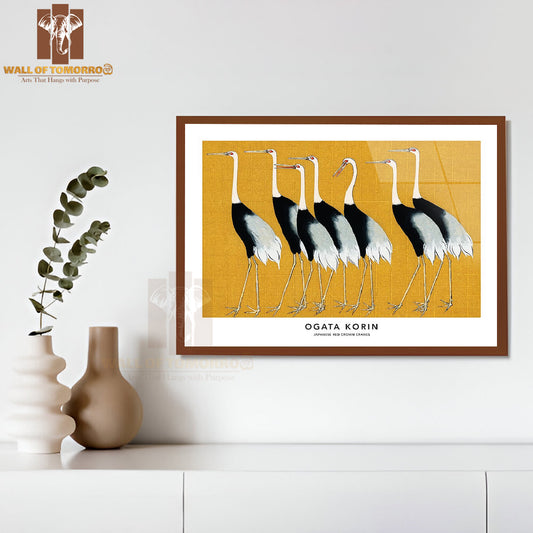 Red Crown Crane By Ogata Korin High Quality Glass Frame Wall Décor
