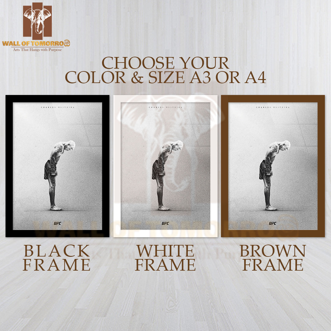 UFC Charles Oliveira Strength and Determination Sports High Quality Glass Frame Wall Décor