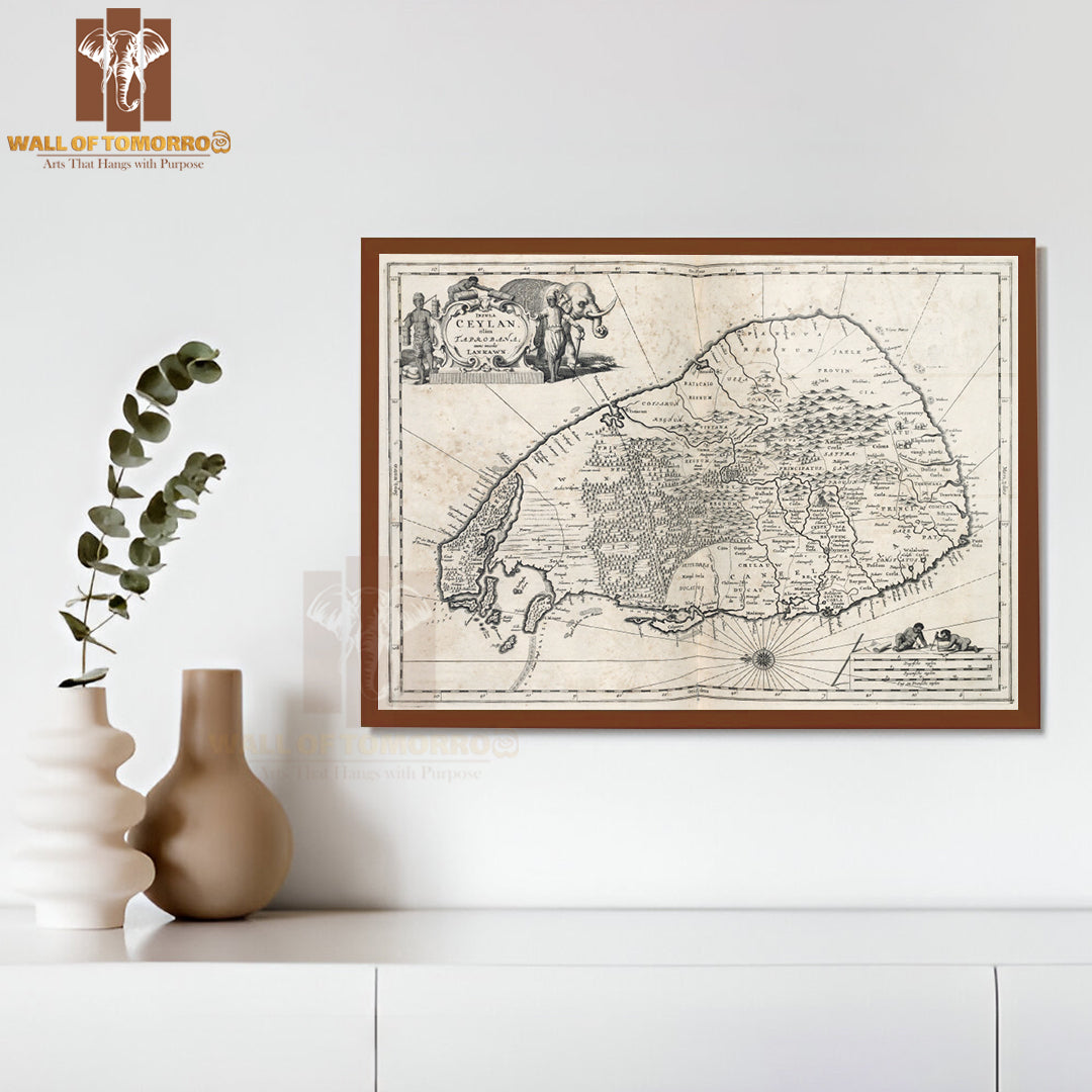 Map of the island of Ceylon High Quality Glass Frame Wall Décors in Sri Lanka