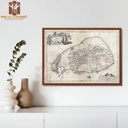 Map of the island of Ceylon High Quality Glass Frame Wall Décors in Sri Lanka