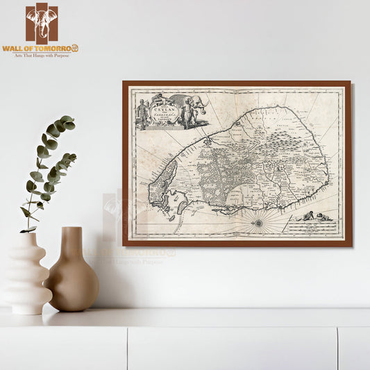 Map of the island of Ceylon High Quality Glass Frame Wall Décors in Sri Lanka