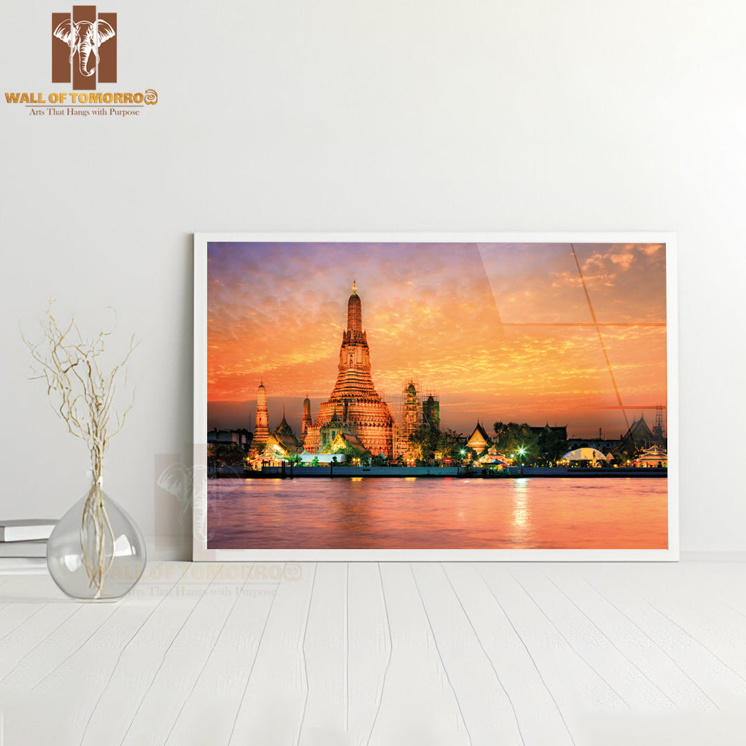 Wat Arun In Sunset at Bangkok, Thailand High Quality Unframed Poster Print & Waterproof Poster Print Wall Décor