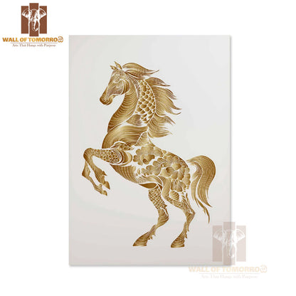 Golden Horse Painting Animals High Quality Unframed Poster Print & Laminated Poster Print Wall Décor in Sri Lanka