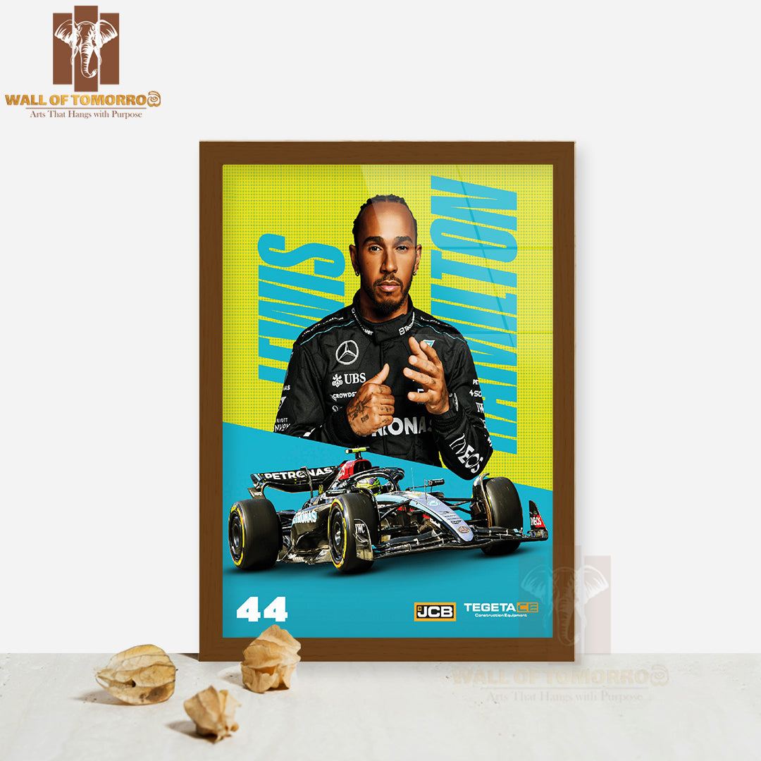 Famous Racer In His Mercedes-AMG F1 Team Uniform Sports High Quality Glass Frame Wall Décor