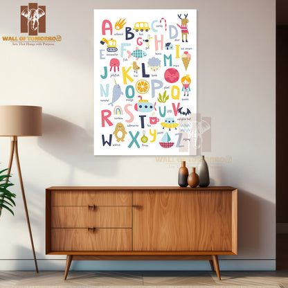 Scandinavian English Alphabet for Kids Educational High Quality Unframed Poster Print & Waterproof Poster Print Wall Décor