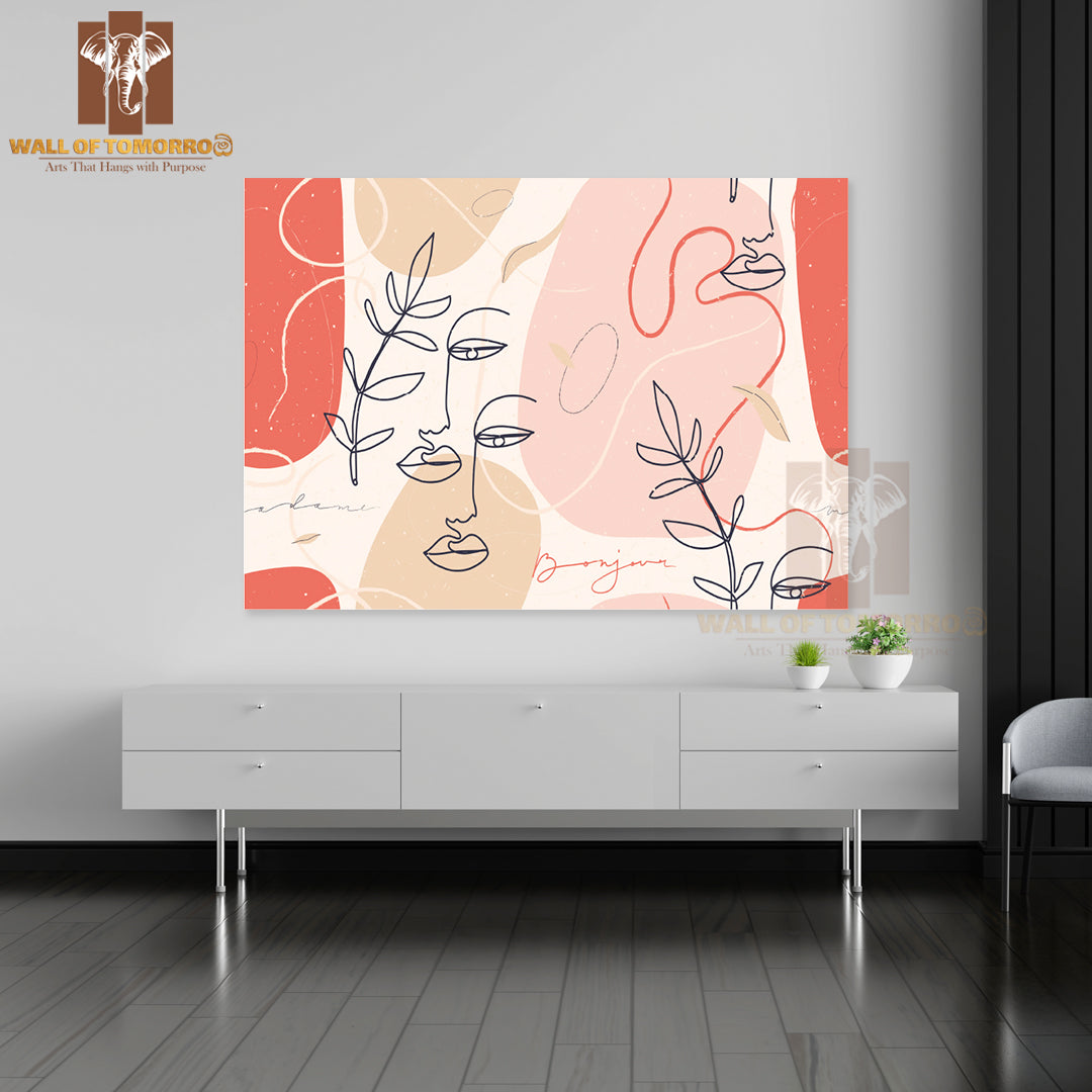 A Drawing of a Face with Leaves and A Plant High Quality Unframed Poster Print & Waterproof Poster Print Wall Décor