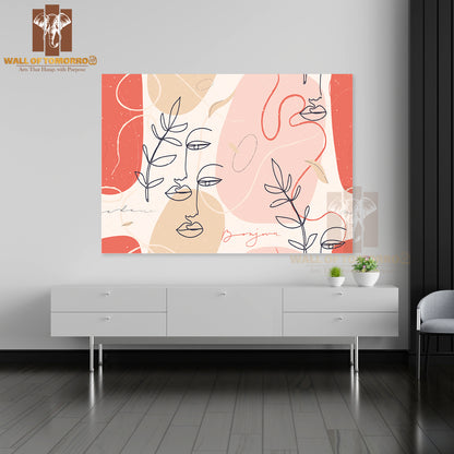 A Drawing of a Face with Leaves and A Plant High Quality Unframed Poster Print & Waterproof Poster Print Wall Décor