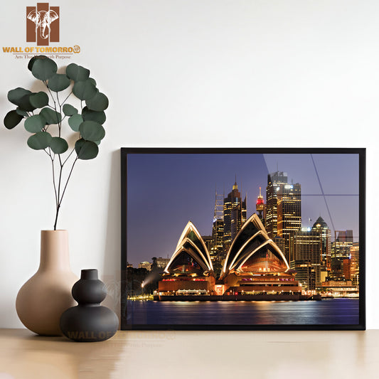 Australia Iconic Sydney City Landmarks CBD Harbor and Famous Buildings High Quality Unframed Poster Print & Waterproof Poster Print Wall Décor