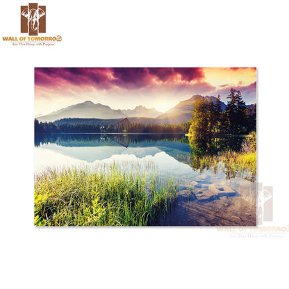 Mountain Lake In National Park High Tatra. Dramatic Overcast Sky Strbske Pleso, Slovakia, Europe High Quality Unframed Poster Print & Waterproof Poster Print Wall Décor