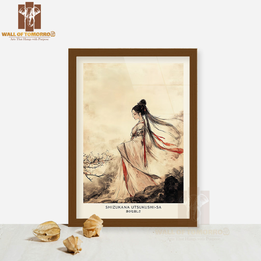 Shizukana Utsukushi-Sa Japandi Art High Quality Glass Frame Wall Décor