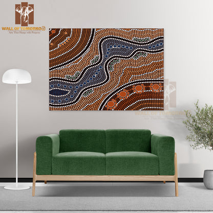 Aboriginal Style of Dot Painting Depicting River High Quality Unframed Poster Print & Waterproof Poster Print Wall Décor