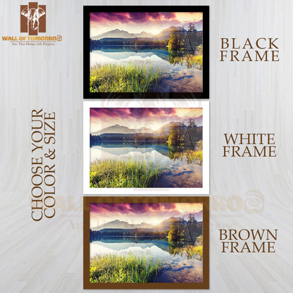 Mountain Lake In National Park High Tatra. Dramatic Overcast Sky Strbske Pleso, Slovakia, Europe High Quality Unframed Poster Print & Waterproof Poster Print Wall Décor