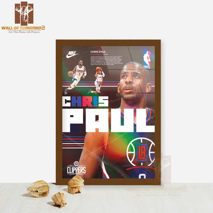 Famous Basketball Team Player In Action on The Court Sports High Quality Glass Frame Wall Décor