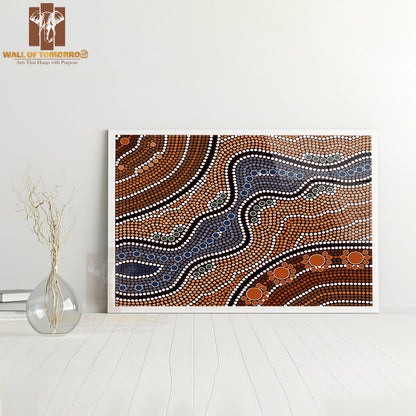 Aboriginal Style of Dot Painting Depicting River High Quality Unframed Poster Print & Waterproof Poster Print Wall Décor