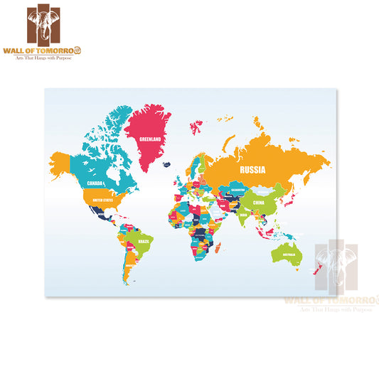 World Map-Countries Educational High Quality Unframed Poster Print & Waterproof Poster Print Wall Décor