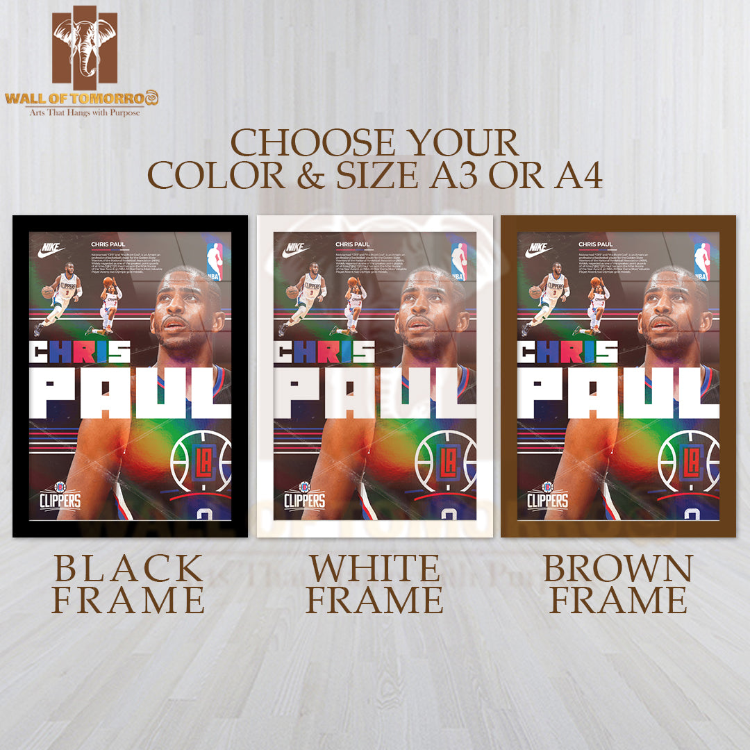 Famous Basketball Team Player In Action on The Court Sports High Quality Glass Frame Wall Décor