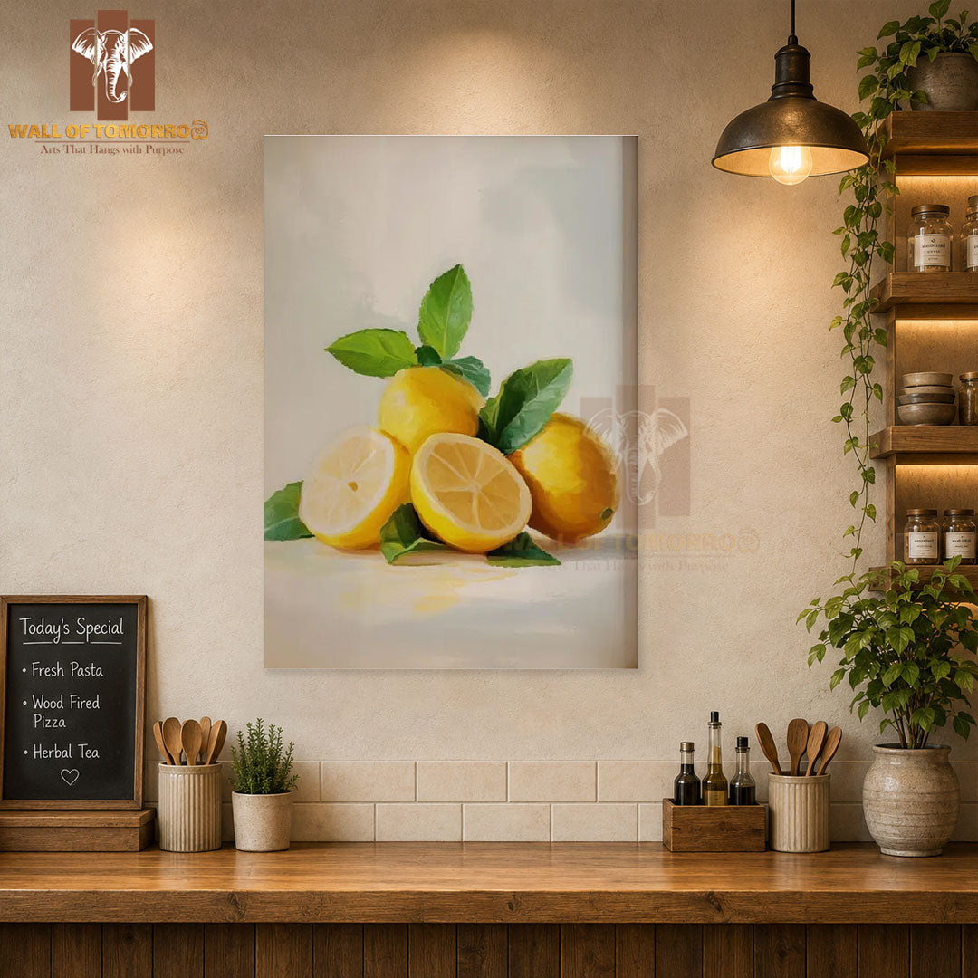Lemon with Leaves Kitchen & Restaurant High Quality Unframed Poster Print & Waterproof Poster Print Wall Décor in Sri Lanka
