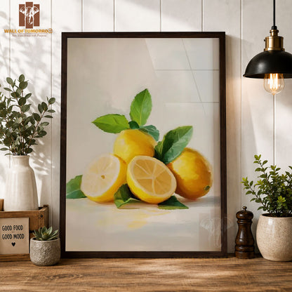 Lemon with Leaves Kitchen & Restaurant High Quality Glass Frame Wall Décors in Sri Lanka