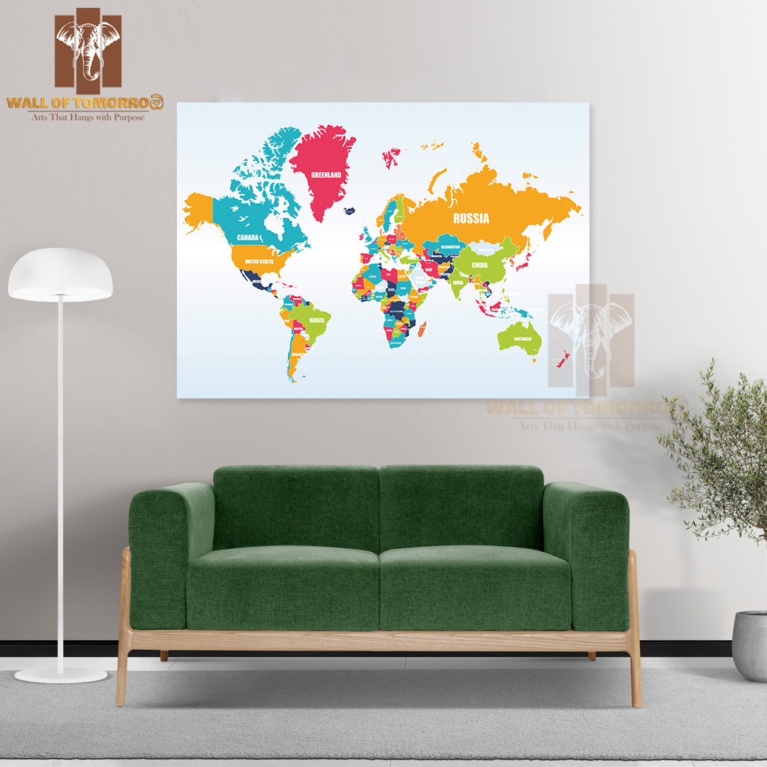 World Map-Countries Educational High Quality Unframed Poster Print & Waterproof Poster Print Wall Décor